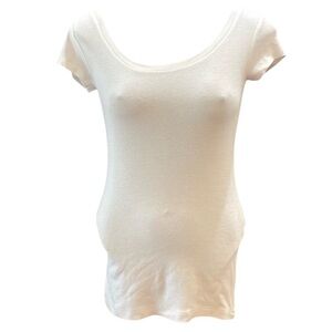 Cynthia Rowley cap sleeve scoopneck T-shirt Cotton stretch white tunic top XS